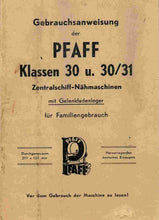 Load image into Gallery viewer, PFAFF 30 30-31 GEBRAUCHSANWEISUNG DEUTSCH NAHMASCHINE