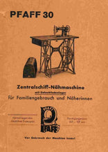 Load image into Gallery viewer, PFAFF 30 GEBRAUCHSANWEISUNG DEUTSCH NAHMASCHINE