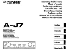 Load image into Gallery viewer, PIONEER A-J7 OPERATING INSTRUCTIONS ENGLISH STEREO AMPLIFIER