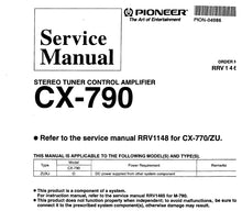 Load image into Gallery viewer, PIONEER CX-790 CX-770S CX-770 SERVICE MANUAL ENGLISH STEREO TUNER CONTROL AMPLIFIER