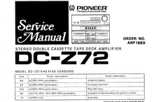 Load image into Gallery viewer, PIONEER DC-Z72 SERVICE MANUAL ENGLISH STEREO DOUBLE CASSETTE TAPE DECK AMPLIFIER