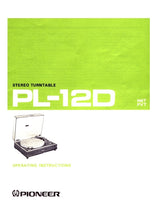 Load image into Gallery viewer, PIONEER PL-12D OPERATING INSTRUCTIONS ENGLISH STEREO TURNTABLE
