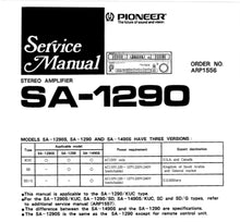 Load image into Gallery viewer, PIONEER SA-1290 SERVICE MANUAL ENGLISH STEREO AMPLIFIER