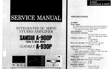 Load image into Gallery viewer, SANSUI A-900P CLASSIQUE A-930P SERVICE MANUAL ENGLISH INTEGRATED DC SERVO STEREO AMPLIFIER