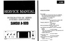Load image into Gallery viewer, SANSUI A-909 SERVICE MANUAL ENGLISH INTEGRATED DC SERVO STEREO AMPLIFIER