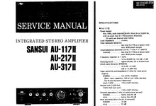 Load image into Gallery viewer, SANSUI AU-117II AU-217II AU-317II SERVICE MANUAL IN ENGLISH INTEGRATED STEREO AMPLIFIER