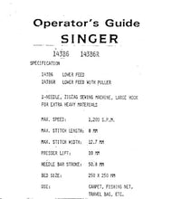 Load image into Gallery viewer, SINGER 143B6 143B6R OPERATORS GUIDE ENGLISH SEWING MACHINES