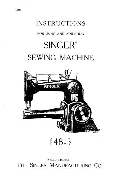 Singer 148-5 Instructions For Using And Adjusting English Sewing Machi 