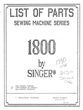 Load image into Gallery viewer, SINGER 1800 SERIES 1730 2430 LIST OF PARTS ENGLISH SEWING MACHINE