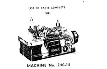 Load image into Gallery viewer, SINGER 246-13 LIST OF PARTS COMPLETE ENGLISH SEWING MACHINE