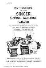 Load image into Gallery viewer, SINGER 246-20 INSTRUCTIONS ENGLISH SEWING MACHINE