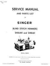 Load image into Gallery viewer, SINGER 246K44 246K61 SERVICE MANUAL ENGLISH SEWING MACHINE