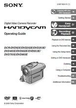 Load image into Gallery viewer, SONY DCR-DVD92E 202E 203E 403E 602E 653E 703E 803E OPERATING GUIDE BOOK ENGLISH HANDYCAM DIGITAL VIDEO CAMERA RECORDER
