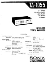 Load image into Gallery viewer, SONY TA-1055 SERVICE MANUAL BOOK ENGLISH INTEGRATED STEREO AMPLIFIER