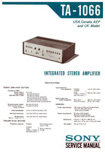 Load image into Gallery viewer, SONY TA-1066 SERVICE MANUAL BOOK ENGLISH INTEGRATED STEREO AMPLIFIER