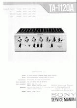 Load image into Gallery viewer, SONY TA-1120A SERVICE MANUAL BOOK ENGLISH INTEGRATED STEREO AMPLIFIER