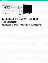 Load image into Gallery viewer, SONY TA-2000F OWNERS INSTRUCTION MANUAL BOOK ENGLISH STEREO PREAMPLIFIER