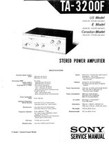 Load image into Gallery viewer, SONY TA-3200F SERVICE MANUAL BOOK ENGLISH STEREO POWER AMPLIFIER