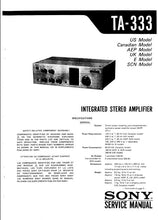 Load image into Gallery viewer, SONY TA-333 SERVICE MANUAL BOOK ENGLISH INTEGRATED STEREO AMPLIFIER