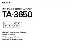 Load image into Gallery viewer, SONY TA-3650 OWNERS INSTRUCTION MANUAL BOOK ENGLISH FRANC DEUT ESP INTEGRATED STEREO AMPLIFIER