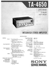 Load image into Gallery viewer, SONY TA-4650 SERVICE MANUAL BOOK ENGLISH INTEGRATED STEREO AMPLIFIER
