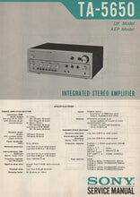 Load image into Gallery viewer, SONY TA-5650 SERVICE MANUAL BOOK IN ENGLISH INTEGRATED STEREO AMPLIFIER