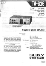 Load image into Gallery viewer, SONY TA-636 SERVICE MANUAL BOOK ENGLISH INTEGRATED STEREO AMPLIFIER