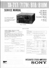 Load image into Gallery viewer, SONY TA-717 TA-717M TA-818 TA-818M SERVICE MANUAL BOOK ENGLISH INTEGRATED STEREO AMPLIFIER