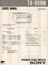 Load image into Gallery viewer, SONY TA-808M SERVICE MANUAL BOOK ENGLISH INTEGRATED STEREO AMPLIFIER