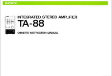 Load image into Gallery viewer, SONY TA-88 OWNERS INSTRUCTION MANUAL BOOK ENGLISH INTEGRATED STEREO AMPLIFIER