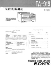 Load image into Gallery viewer, SONY TA-919 SERVICE MANUAL BOOK ENGLISH INTEGRATED STEREO AMPLIFIER
