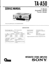 Load image into Gallery viewer, SONY TA-A50 SERVICE MANUAL BOOK IN ENGLISH INTEGRATED STEREO AMPLIFIER
