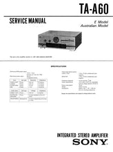 Load image into Gallery viewer, SONY TA-A60 SERVICE MANUAL BOOK IN ENGLISH INTEGRATED STEREO AMPLIFIER