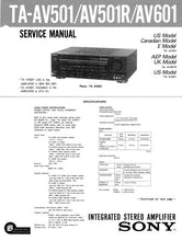 Load image into Gallery viewer, SONY TA-AV501 TA-AV501R TA-AV601 SERVICE MANUAL BOOK IN ENGLISH INTEGRATED STEREO AMPLIFIER