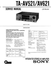 Load image into Gallery viewer, SONY TA-AV521 TA-AV621 SERVICE MANUAL BOOK IN ENGLISH INTEGRATED STEREO AV AMPLIFIER