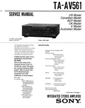 Load image into Gallery viewer, SONY TA-AV561 SERVICE MANUAL BOOK IN ENGLISH INTEGRATED STEREO AMPLIFIER