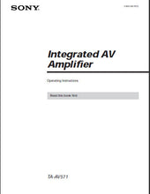 Load image into Gallery viewer, SONY TA-AV571 OPERATING INSTRUCTIONS BOOK ENGLISH INTEGRATED AV AMPLIFIER