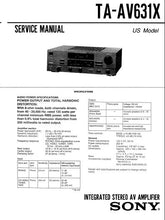 Load image into Gallery viewer, SONY TA-AV631X SERVICE MANUAL BOOK IN ENGLISH INTEGRATED STEREO AV AMPLIFIFIER