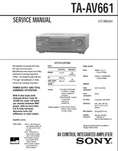 Load image into Gallery viewer, SONY TA-AV661 SERVICE MANUAL BOOK IN ENGLISH AV CONTROL INTEGRATED AMPLIFIFIER