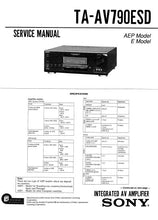 Load image into Gallery viewer, SONY TA-AV790ESD SERVICE MANUAL BOOK IN ENGLISH INTEGRATED AV AMPLIFIER