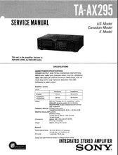 Load image into Gallery viewer, SONY TA-AX295 SERVICE MANUAL BOOK IN ENGLISH INTEGRATED STEREO AMPLIFIER