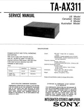 Load image into Gallery viewer, SONY TA-AX311 SERVICE MANUAL BOOK IN ENGLISH INTEGRATED STEREO AMPLIFIER