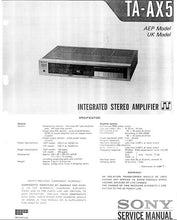 Load image into Gallery viewer, SONY TA-AX5 SERVICE MANUAL BOOK IN ENGLISH INTEGRATED STEREO AMPLIFIER
