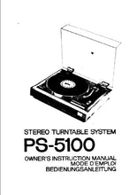 Load image into Gallery viewer, SONY PS-5100 OWNERS INSTRUCTION MANUAL ENGLISH FRANCAIS DEUTSCH STEREO TURNTABLE SYSTEM