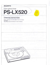 Load image into Gallery viewer, SONY PS-LX520 OPERATING INSTRUCTIONS ENGLISH STEREO TURNTABLE SYSTEM