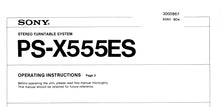 Load image into Gallery viewer, SONY PS-X555ES OPERATING INSTRUCTIONS ENGLISH STEREO TURNTABLE SYSTEM