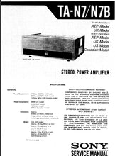 Load image into Gallery viewer, SONY TA-N7 TA-N7B SERVICE MANUAL ENGLISH STEREO POWER AMPLIFIER