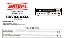 Load image into Gallery viewer, SUPERSCOPE R-300 SERVICE DATA AM FM STEREO RECEIVER