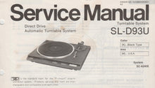 Load image into Gallery viewer, TECHNICS SL-D93U SERVICE MANUAL IN ENGLISH DIRECT DRIVE AUTOMATIC TURNTABLE SYSTEM