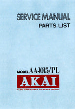 Load image into Gallery viewer, AKAI AA-1015 AA-1015PL SERVICE MANUAL BOOK IN ENGLISH STEREO RECEIVER